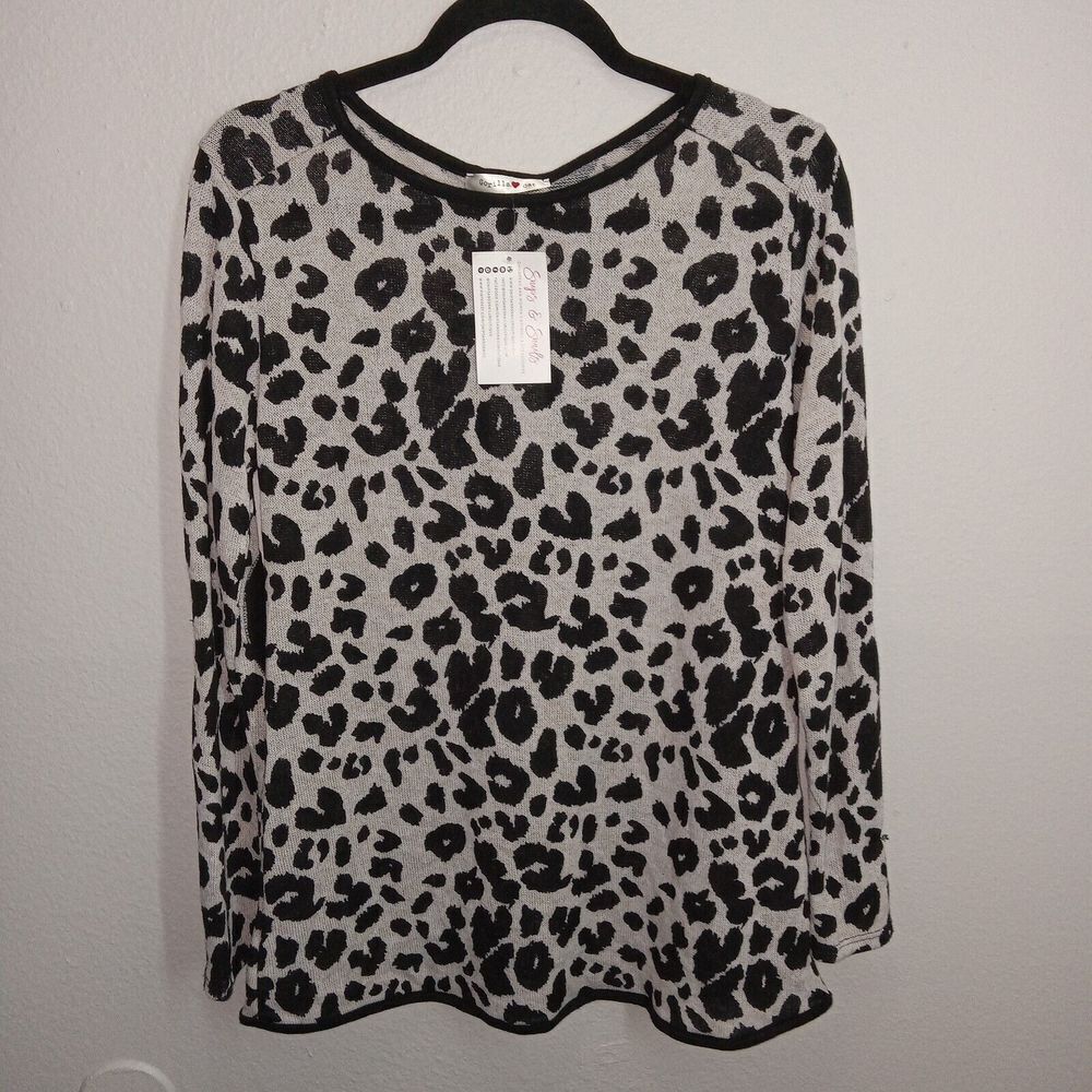 Leopard Print Lightweight Thin Pullover Sweater Size Small Gorilla Cat Elbow Pad